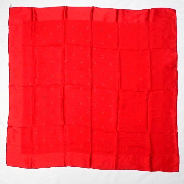 ルイヴィトン シルク100％ 赤 モノグラム スカーフ[g559-7] バンダナ+スカーフ