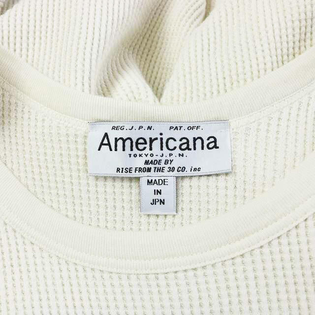 AMERICANA(アメリカーナ)のアメリカーナ AMERICANA カットソー ワッフル ロゴ刺繍 長袖 白 レディースのトップス(カットソー(長袖/七分))の商品写真