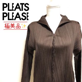 プリーツプリーズイッセイミヤケ(PLEATS PLEASE ISSEY MIYAKE)の[極美品✨]プリーツプリーズ  ブラウン プリーツ 長袖 カットソー(カットソー(長袖/七分))