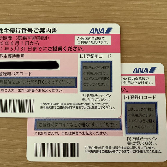 ANA株主優待券　2枚 チケットの優待券/割引券(その他)の商品写真