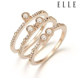 エル(ELLE)のEllE  クローバーレイヤードリング3点セット(15号)(リング(指輪))