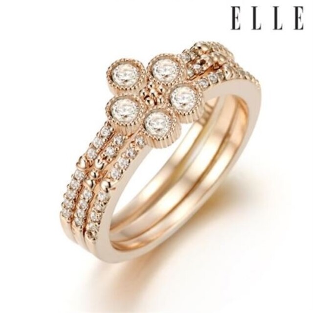 ELLE(エル)のEllE  クローバーレイヤードリング3点セット(13号) レディースのアクセサリー(リング(指輪))の商品写真