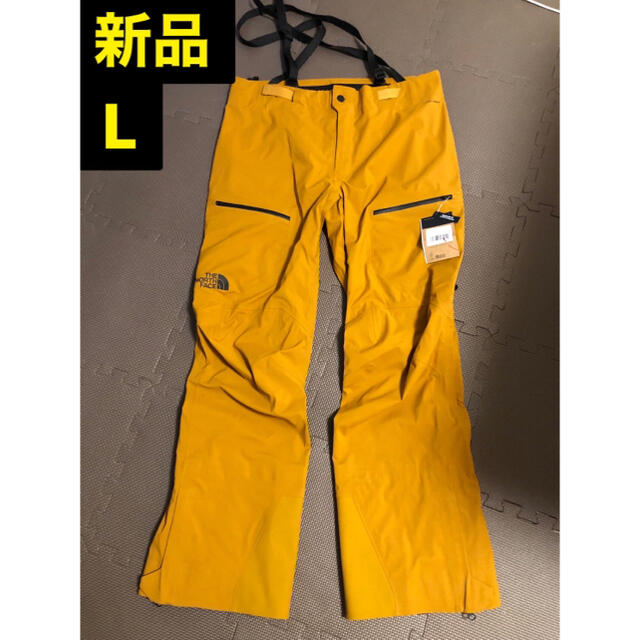 高機能 新品 ノースフェイス メンズ ビブパンツ 茶色 L スノーボード