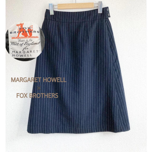 MARGARET HOWELL ×FOX BROTHERS ウールスカート 紺 - ロングスカート