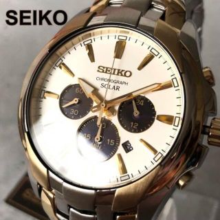 セイコー(SEIKO)の【新品】SEIKO セイコー ソーラー クロノグラフ メンズ腕時計(腕時計(アナログ))