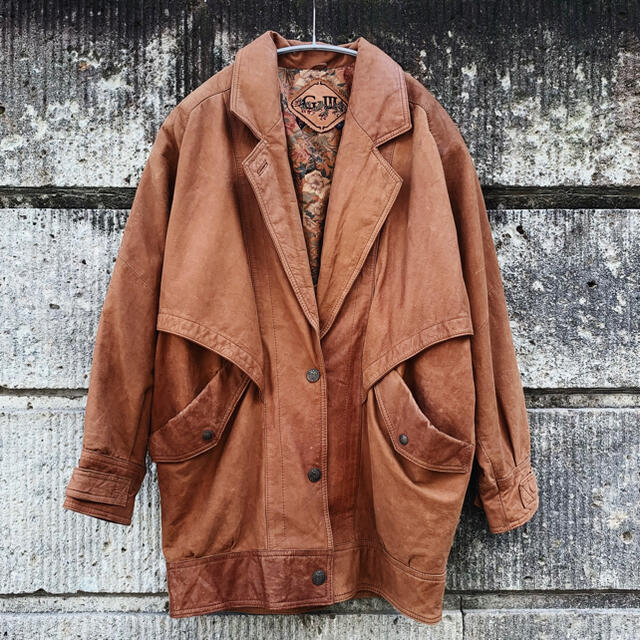 80-90's Vintage Brown leather jacket