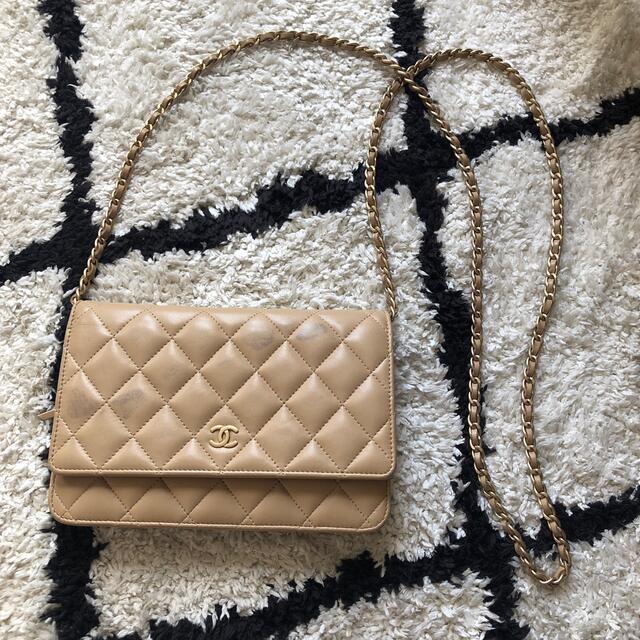 CHANEL チェーンウォレット　ラムスキンベージュ