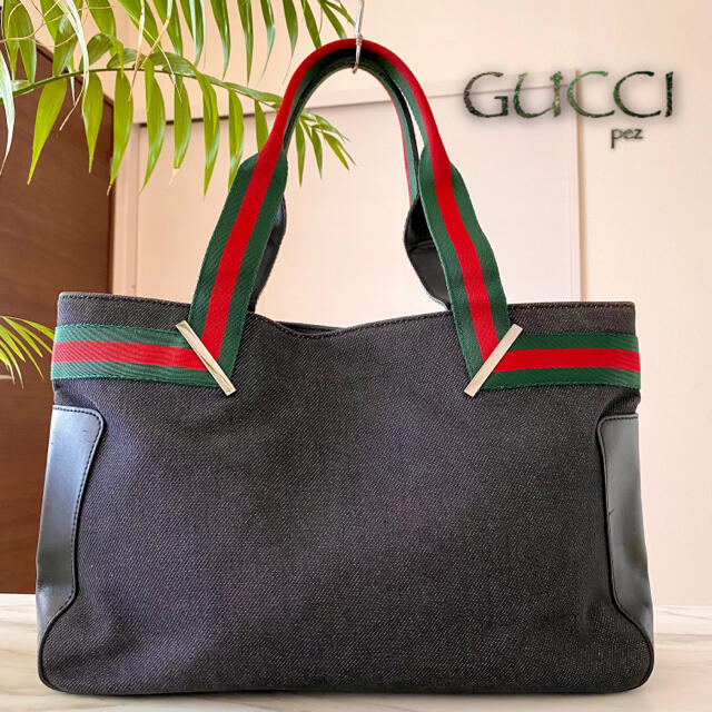 Gucci - 超美品 正規品 GUCCI グッチ シェリー デニム×レザートート