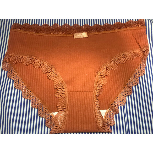 コットンショーツ　2枚組　Lサイズ　黒×オレンジ レディースの下着/アンダーウェア(ショーツ)の商品写真