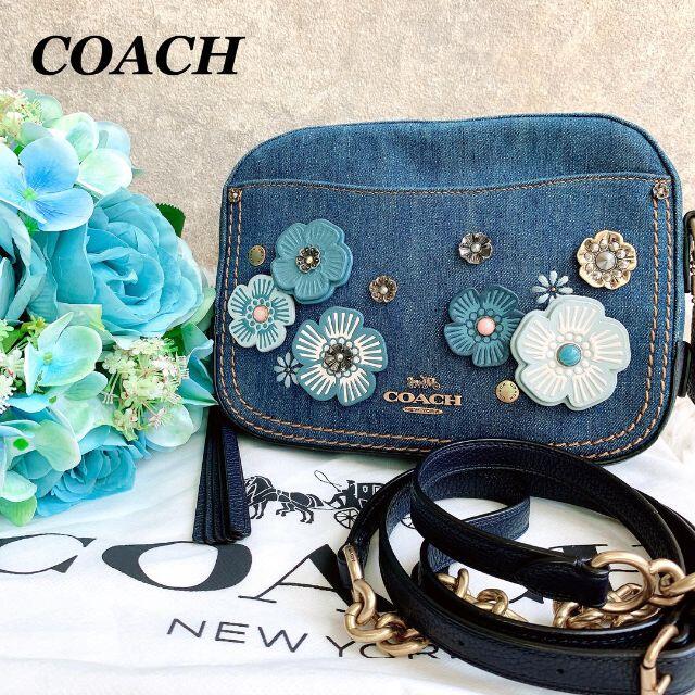 COACH　カメラバッグ　ショルダー　カーフ×デニム　ティーローズ　新品未使用