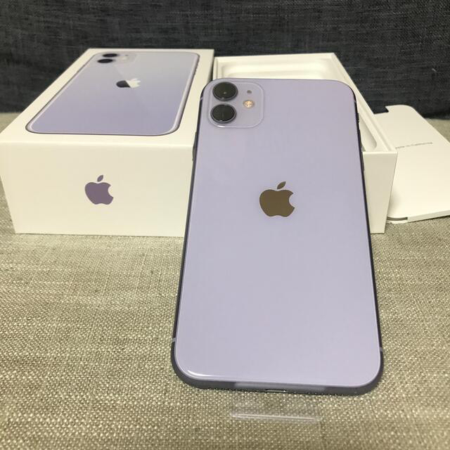 iphone11  256GB SIMフリー　パープルスマートフォン/携帯電話