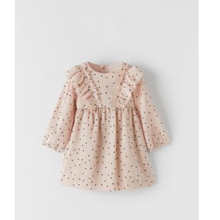 ザラキッズ(ZARA KIDS)のZara baby ワンピース　ドット  ピンク(ワンピース)