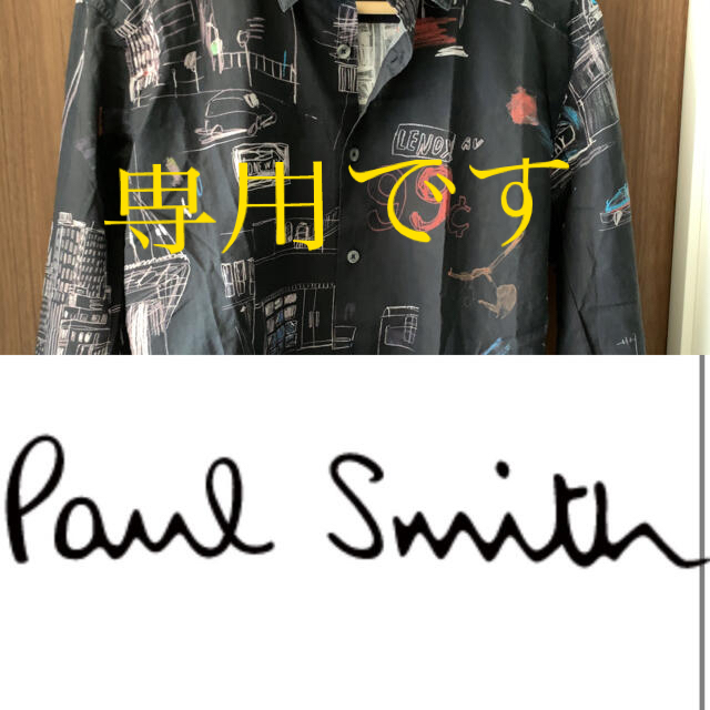 ポールスミス美品 Paul smith 総柄 スケッチ柄 ミスチーフ Lメンズシャツ