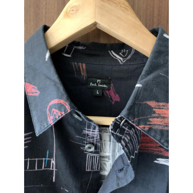 美品 Paul smith 総柄 スケッチ柄 ミスチーフ Lメンズシャツ