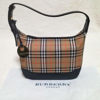 バーバリー(BURBERRY)の極美品❗BURBERRY　ハンドバッグ　ノバチェック　ホースロゴ　チャーム　黒(ハンドバッグ)