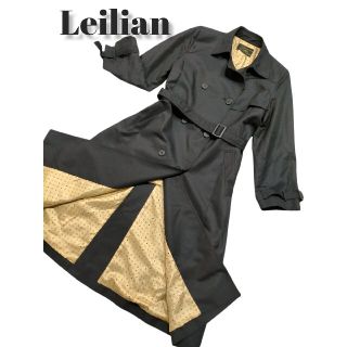 レリアン(leilian)の【美品】レリアン Leilianトレンチコート シルク100% 9号 ブラック (トレンチコート)