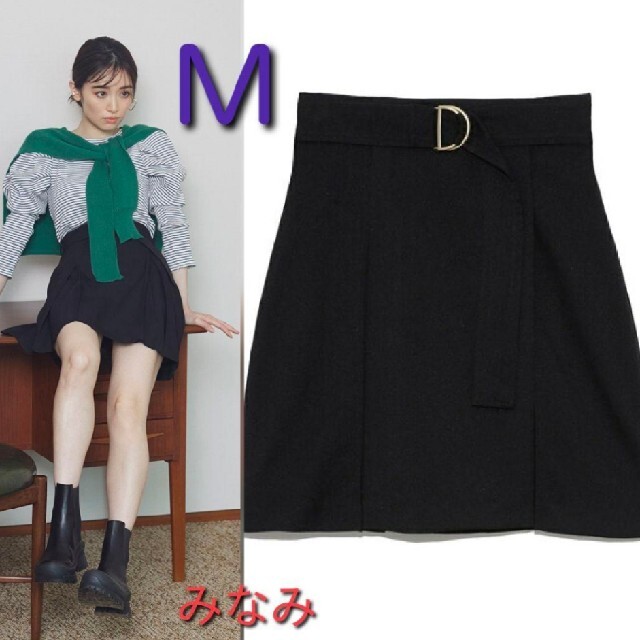 SNIDEL(スナイデル)の新品タグ付　チェックミニベルティッドスカート　黒　M SNIDEL レディースのスカート(ミニスカート)の商品写真