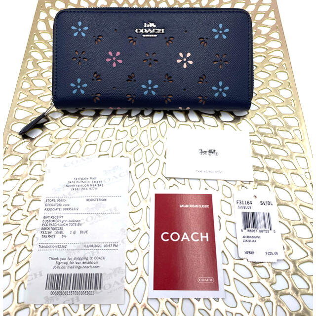 COACH - 新品未使用⭐︎COACH コーチ 長財布 透かしフラワー×ネイビー