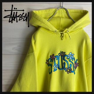 ステューシー(STUSSY)の【絶版モデル】ステューシー☆花柄刺繍ロゴ入りパーカー 人気カラー 入手困難(パーカー)