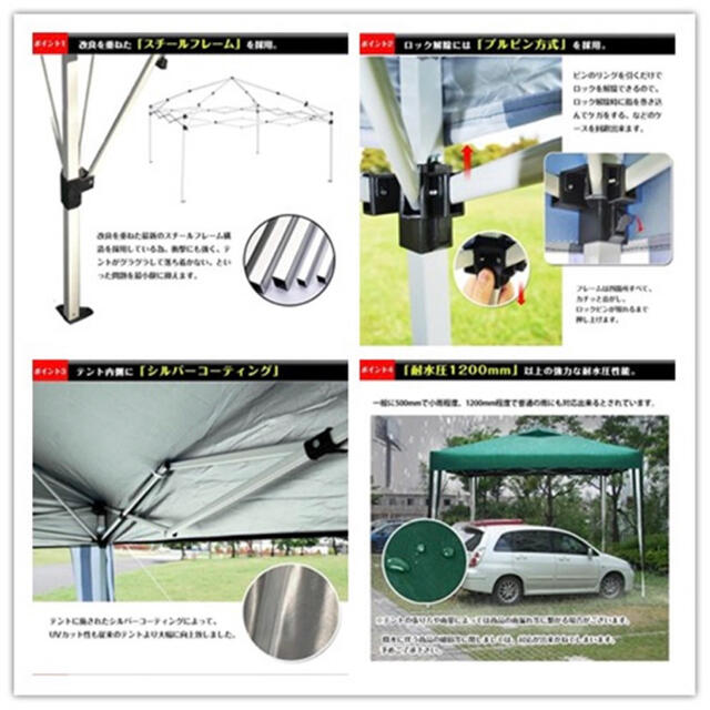 テント 33m UV 専用バッグ付き セット タープ ワンタッチ タープテント 4