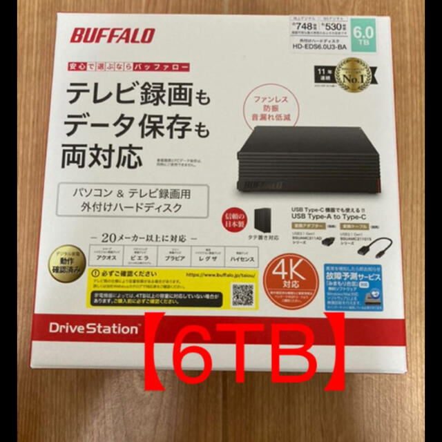 新品未開封】外付けHDD BUFFALO HD-EDS6.0U3-BA 6TB 新品未開封】外付けHDD BUFFALO HD-EDS6.0U3-BA 6TB