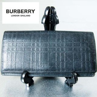 Burberry 長財布　エンボスチェック　ロゴ型押し　レザー(長財布)