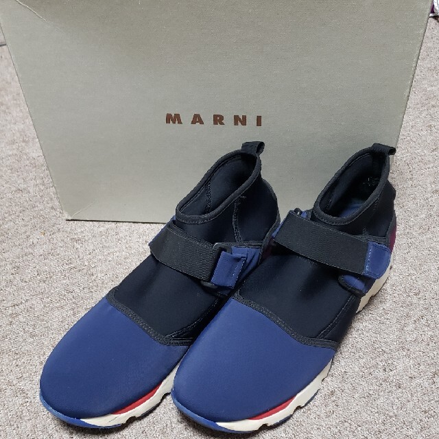 【超美品】MARNI ネオプレンスニーカー ハイカット ブラック×ネイビー 40