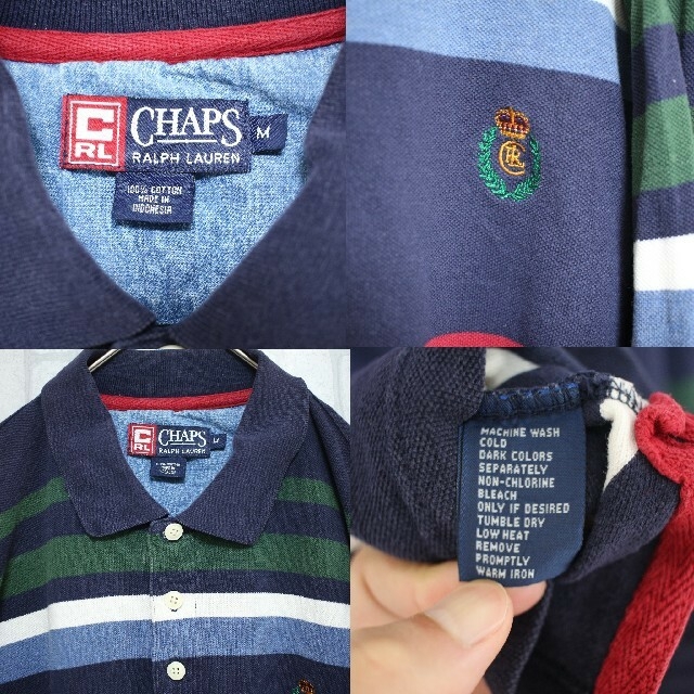 Ralph Lauren(ラルフローレン)の90s chaps チャップス　マルチストライプ　マルチカラー　ボーダー メンズのトップス(ポロシャツ)の商品写真