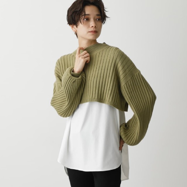 AZUL by moussy(アズールバイマウジー)のAZUL BY MOUSSY SHORT KNIT SET TOPS レディースのトップス(ニット/セーター)の商品写真