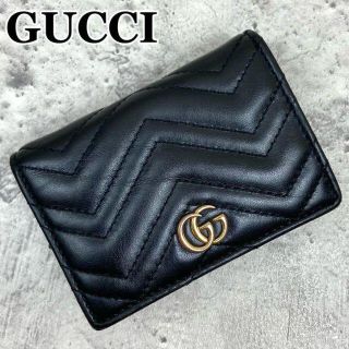 グッチ(Gucci)の【極美品】グッチ GG マーモント キルティングレザー 二つ折り財布  ブラック(財布)