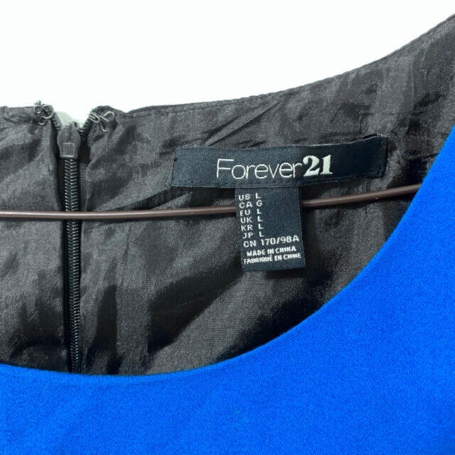 FOREVER 21(フォーエバートゥエンティーワン)のForever21 カラーブロック トライカラー ワンピース 青 L レディースのワンピース(ひざ丈ワンピース)の商品写真