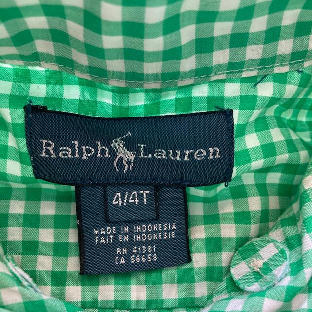 Ralph Lauren(ラルフローレン)のぷくちゃんさま専用【ラルフローレン　110】グリーンチェックシャツ キッズ/ベビー/マタニティのキッズ服男の子用(90cm~)(ブラウス)の商品写真