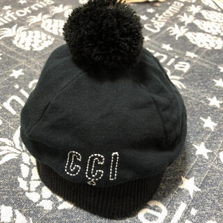 コムサイズム(COMME CA ISM)のゴムサイズム　帽子　L 54-57センチ　ブラック(帽子)