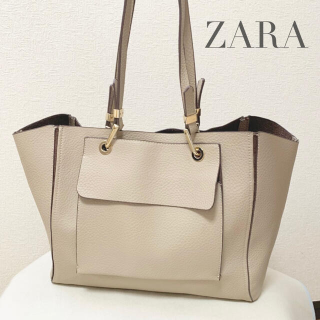 ZARA(ザラ)のZARA/ザラ 大容量上品グレージュトートバッグ レディースのバッグ(トートバッグ)の商品写真