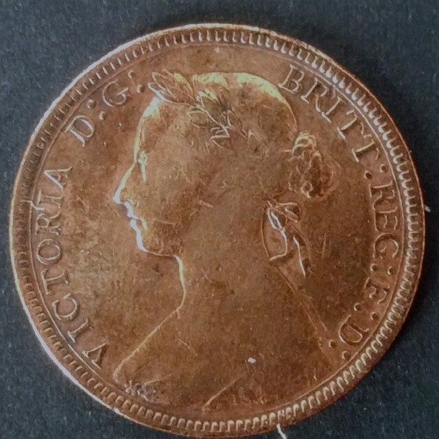 ☆1884年ハーフペニー銅貨☆ビクトリアバンヘッド