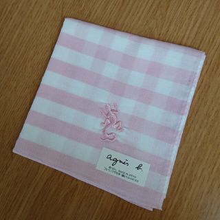 アニエスベー(agnes b.)のagnes b. アニエスベー ハンカチ ピンク ストライプ トカゲ刺繍(ハンカチ)