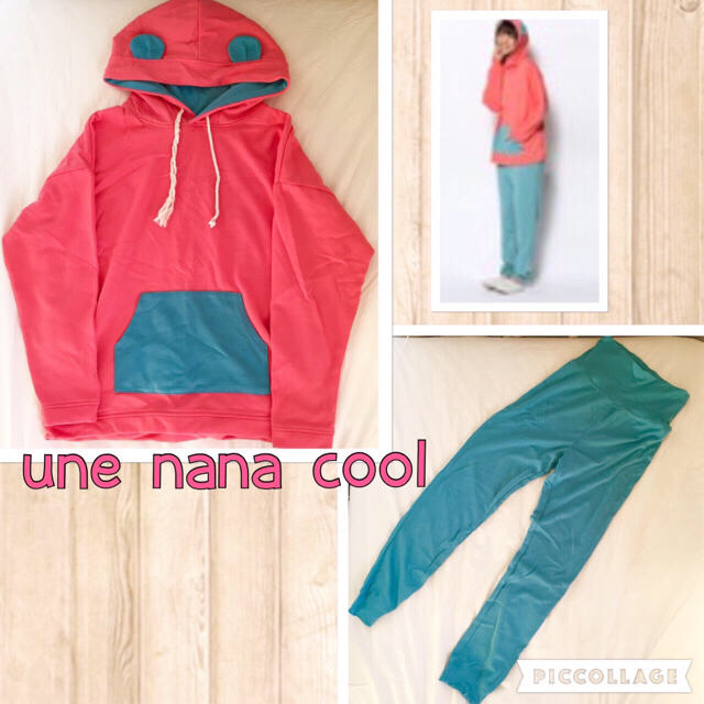 une nana cool(ウンナナクール)のumiii様専用ウンナナクール耳つきフードパジャマ&MAKELETウールJK レディースのルームウェア/パジャマ(パジャマ)の商品写真