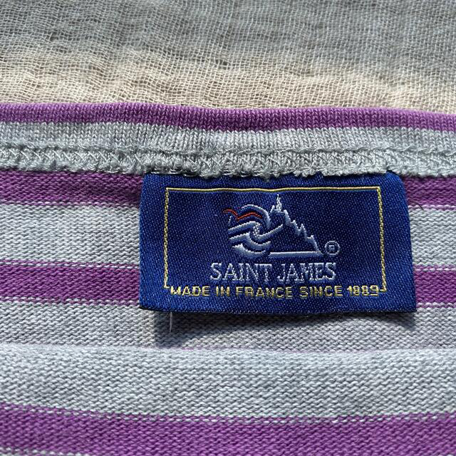 SAINT JAMES(セントジェームス)のSAINT JAMES  セントジェームス　ボーダーカットソー　グレー紫　 レディースのトップス(カットソー(長袖/七分))の商品写真
