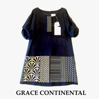 グレースコンチネンタル(GRACE CONTINENTAL)の大幅値下　新品　グレースコンチネンタル　グレースクラス　ゴールド刺繍　ワンピース(ひざ丈ワンピース)