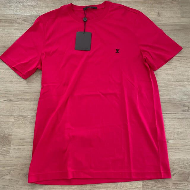 LOUIS VUITTON ロゴ刺繍Tシャツ  L 赤綿100％