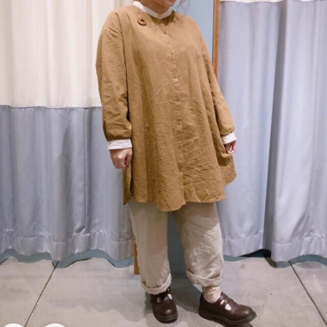 新品☆サマンサモスモス☆sm2☆バンドカラークレリックブラウス 綿麻