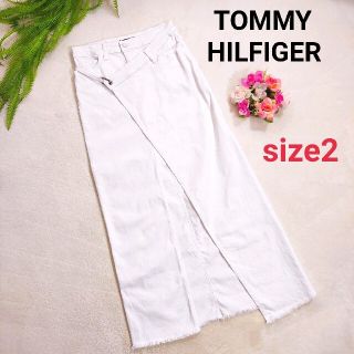 トミーヒルフィガー(TOMMY HILFIGER)のTOMMY HILFIGER ロング丈ラップスカート風・デニム地・白 79536(ロングスカート)