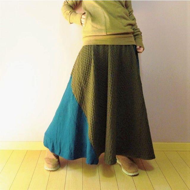 チャイハネ(チャイハネ)の３種の素材のフレアースカート レディースのスカート(ロングスカート)の商品写真