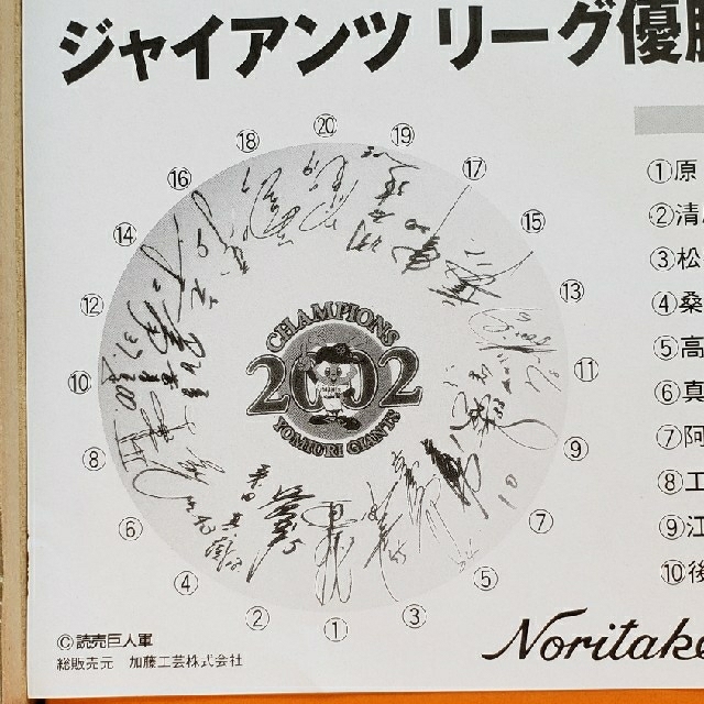 Noritake(ノリタケ)のノリタケ💡ジャイアンツリーグ優勝記念プレート2002 スポーツ/アウトドアの野球(記念品/関連グッズ)の商品写真