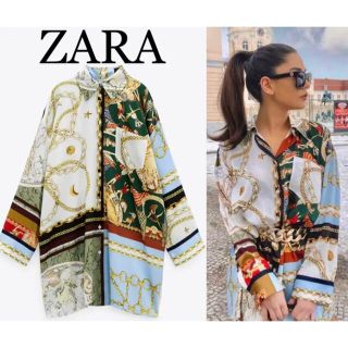 ザラ(ZARA)の完売レア  ZARA オーバーサイズ パッチワークシャツ(シャツ/ブラウス(長袖/七分))