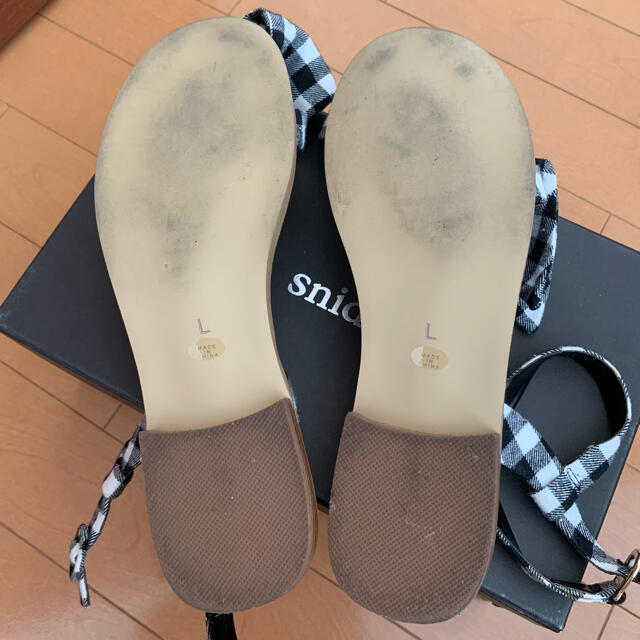 SNIDEL(スナイデル)のsnidel ギンガムチェック　リボン　サンダル レディースの靴/シューズ(サンダル)の商品写真
