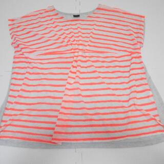衣類 レディース Mサイズ 半袖カットソー ボーダー オレンジ(カットソー(半袖/袖なし))