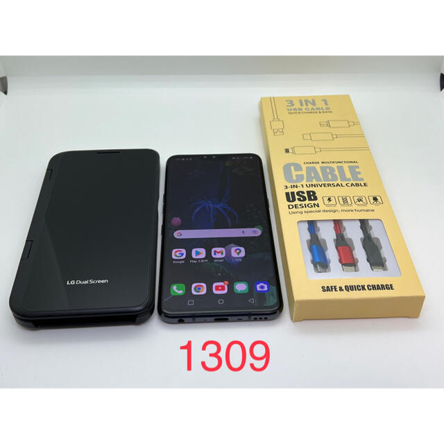 LG Electronics(エルジーエレクトロニクス)の[1309] LG V50 ThinQ 5G 128GB ブラック SIMフリー スマホ/家電/カメラのスマートフォン/携帯電話(スマートフォン本体)の商品写真