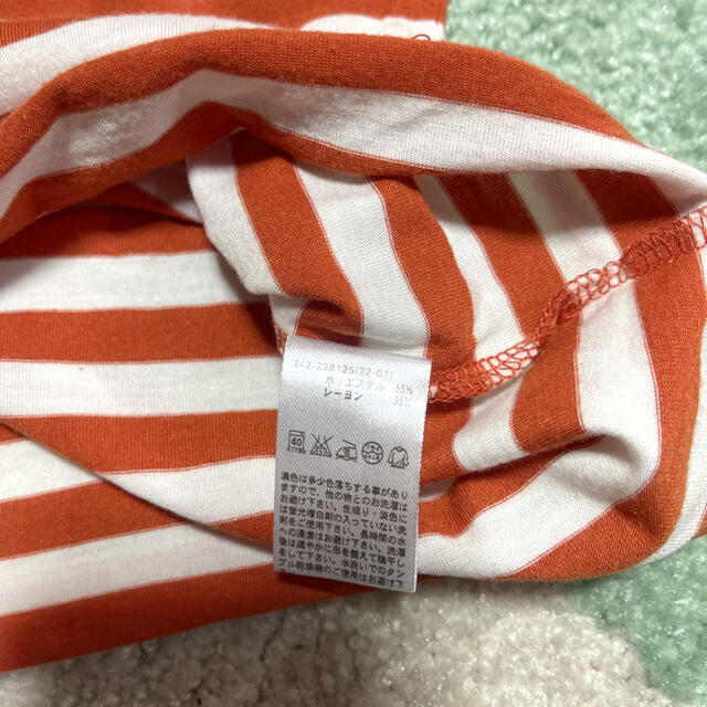 UNIQLO(ユニクロ)のGUオレンジボーダーTシャツ カットソー トップス レディースのトップス(Tシャツ(半袖/袖なし))の商品写真