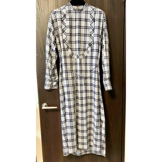 20AW HYKE CHECKED BIB FRONT SHIRT DRESS 3